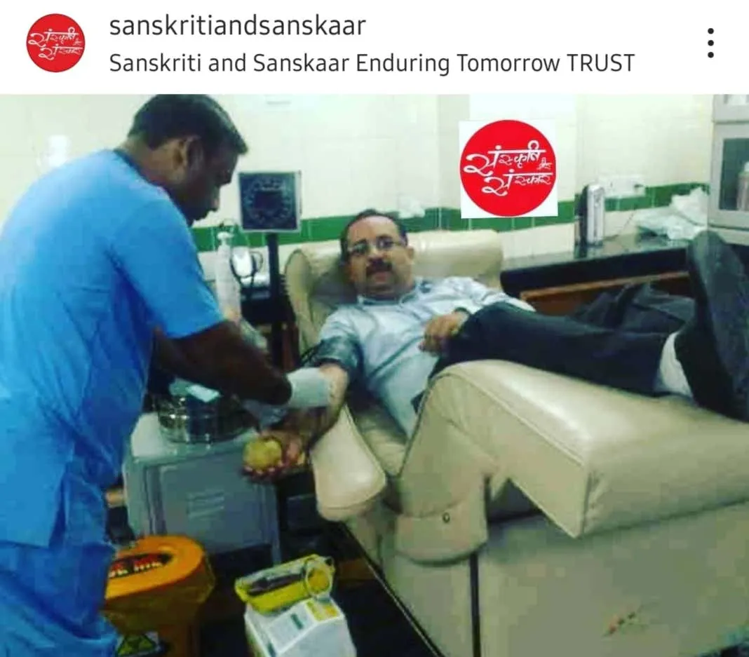 Donating whole blood at the camp