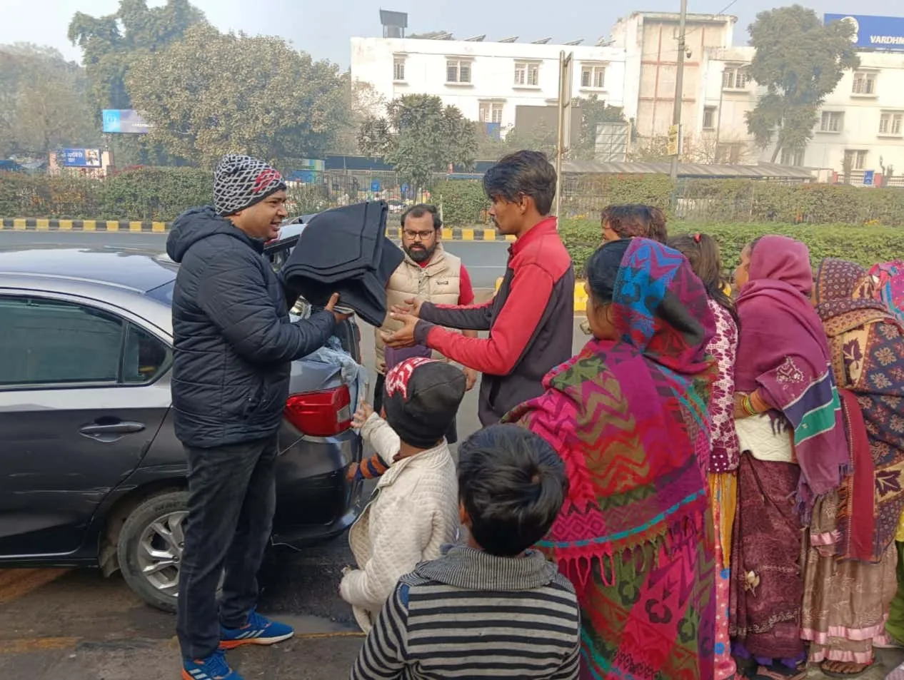 Families gather as warmth is distributed