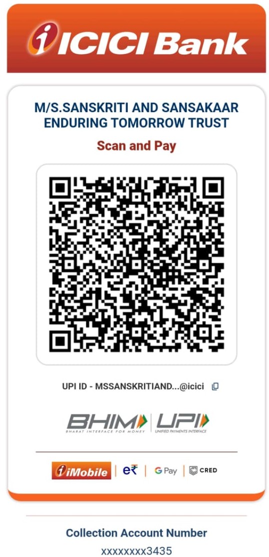 ICICI Bank UPI scan-and-pay QR for Sanskriti and Sansakaar Enduring Tomorrow Trust