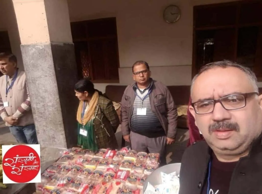 Volunteers ready with packed food parcels