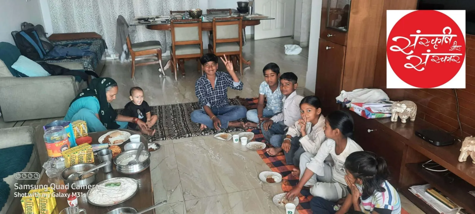 A family gathering during a community visit