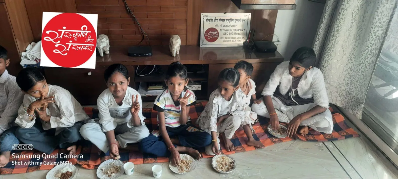 Young girls sharing a meal together