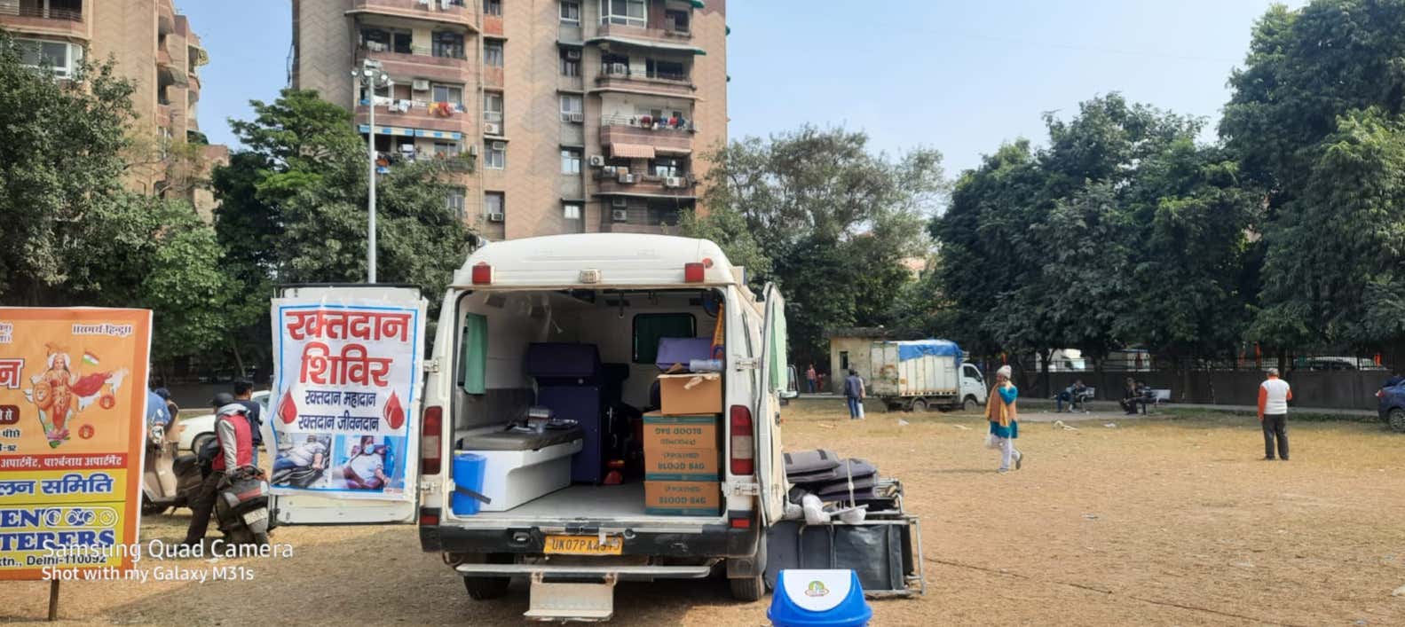 Mobile blood donation camp on site